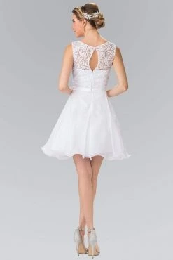 Cocktail Dresses Elizabeth K - GS2314 Sleeveless Lace Bodice A-Line Short Dress