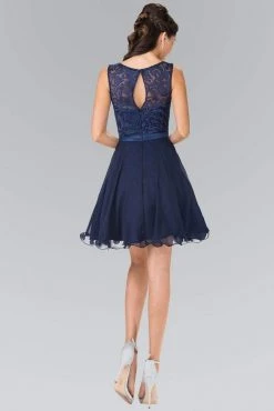 Cocktail Dresses Elizabeth K - GS2314 Sleeveless Lace Bodice A-Line Short Dress