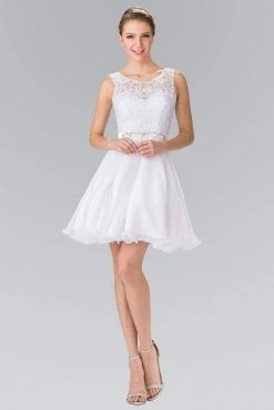 Cocktail Dresses Elizabeth K - GS2314 Sleeveless Lace Bodice A-Line Short Dress
