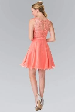 Cocktail Dresses Elizabeth K - GS2314 Sleeveless Lace Bodice A-Line Short Dress