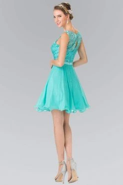 Cocktail Dresses Elizabeth K - GS2314 Sleeveless Lace Bodice A-Line Short Dress