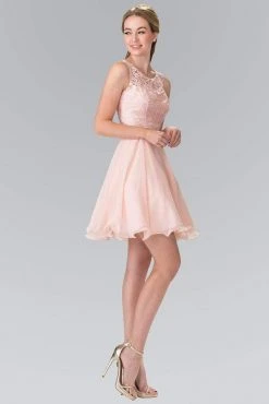 Cocktail Dresses Elizabeth K - GS2314 Sleeveless Lace Bodice A-Line Short Dress