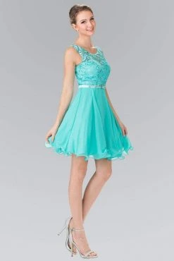 Cocktail Dresses Elizabeth K - GS2314 Sleeveless Lace Bodice A-Line Short Dress