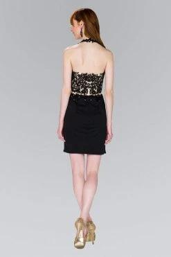 Cocktail Dresses Elizabeth K - GS2402 Lace Applique Jewel Neck Jersey Sheath Dress