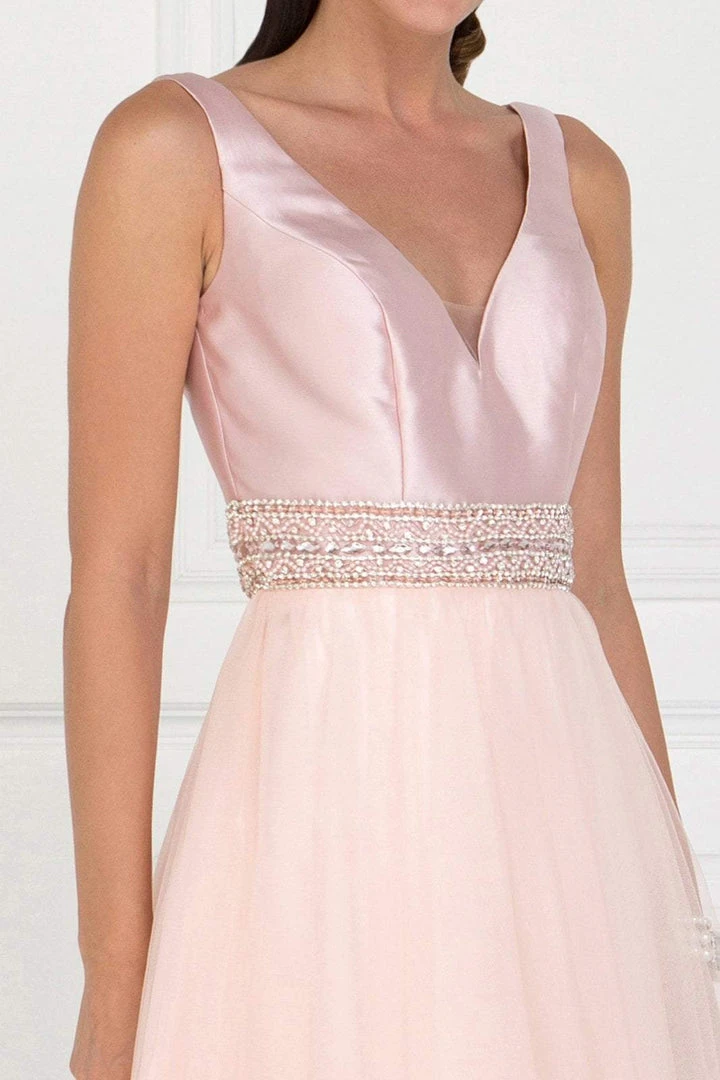 Cocktail Dresses Elizabeth K - GS2413 Satin V-neck Jeweled Mesh A-line Dress 5 Cocktail Dresses Elizabeth K - GS2413 Satin V-neck Jeweled Mesh A-line Dress