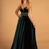 Elizabeth K - Illusion Plunging Velvet Long Gown GL2584
