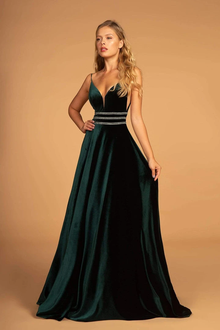 Elizabeth K - Illusion Plunging Velvet Long Gown GL2584 3 Elizabeth K - Illusion Plunging Velvet Long Gown GL2584