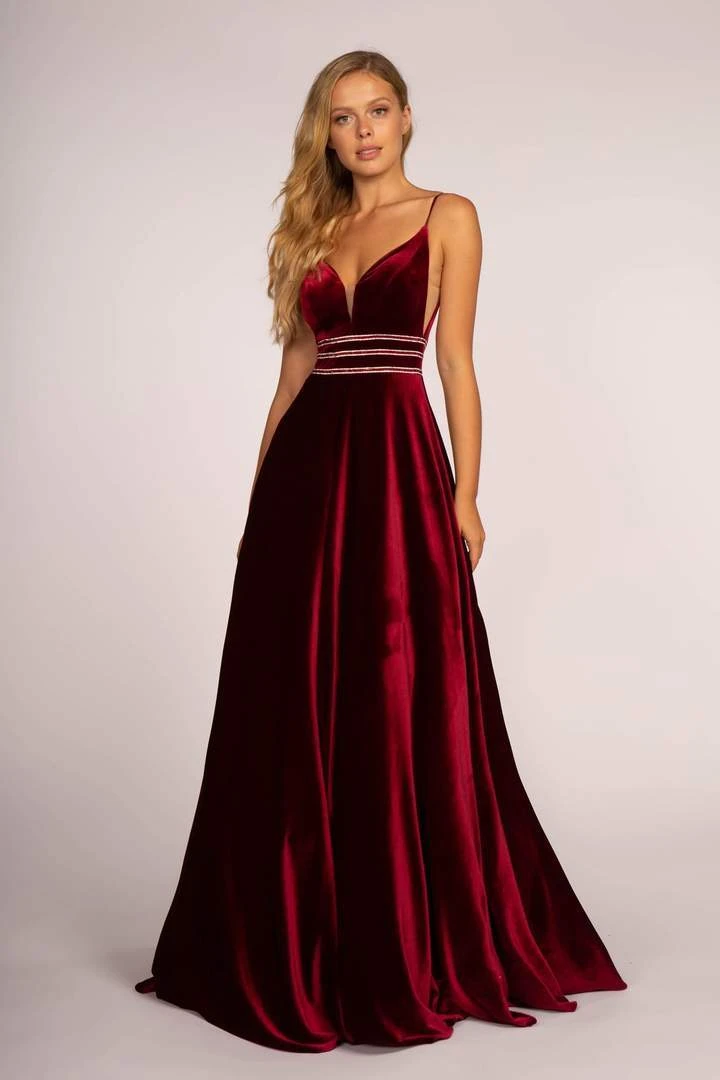 Elizabeth K - Illusion Plunging Velvet Long Gown GL2584 5 Elizabeth K - Illusion Plunging Velvet Long Gown GL2584