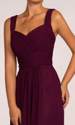 Elizabeth K - Sleeveless Shirred Chiffon Long Dress GL2608 - 1 Pc Eggplant In Size S Available Formal Gowns