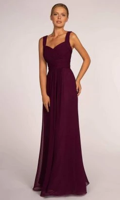 Elizabeth K - Sleeveless Shirred Chiffon Long Dress GL2608 - 1 Pc Eggplant In Size S Available Formal Gowns