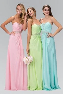 Formal Gowns Elizabeth K Strapless Sweetheart Crystal Jeweled Long Dress GL2060 - 1 Pc Pink In Size XL Available