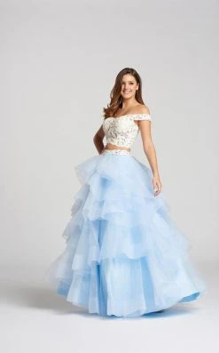 Ellie Wilde - EW118040 Two-Piece Lace Off-Shoulder Tiered A-Line Gown Formal Gowns 12 Ellie Wilde - EW118040 Two-Piece Lace Off-Shoulder Tiered A-Line Gown Formal Gowns