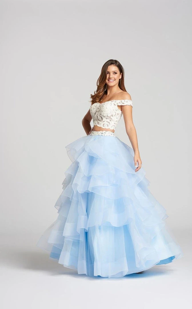 Ellie Wilde - EW118040 Two-Piece Lace Off-Shoulder Tiered A-Line Gown Formal Gowns 7 Ellie Wilde - EW118040 Two-Piece Lace Off-Shoulder Tiered A-Line Gown Formal Gowns