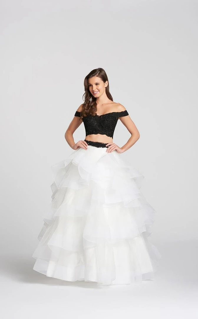 Ellie Wilde - EW118040 Two-Piece Lace Off-Shoulder Tiered A-Line Gown Formal Gowns 8 Ellie Wilde - EW118040 Two-Piece Lace Off-Shoulder Tiered A-Line Gown Formal Gowns