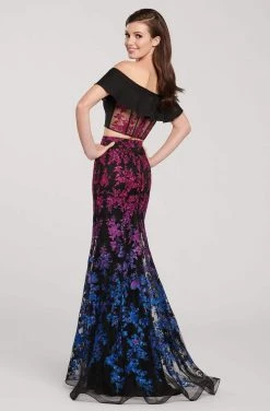 Ellie Wilde - EW119056 Ombre Sequined Lace Two Piece Mermaid Dress