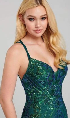 Ellie Wilde - EW120028 Crisscross Back Sequined Trumpet Gown