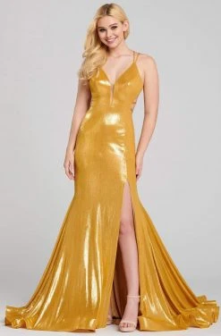 Formal Gowns Ellie Wilde - EW120031 Sexy Strappy Back Shimmer Metallic Mermaid Gown
