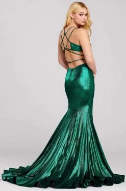 Formal Gowns Ellie Wilde - EW120031 Sexy Strappy Back Shimmer Metallic Mermaid Gown