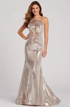 Ellie Wilde - EW120056 Metallic Halter Neck Trumpet Dress