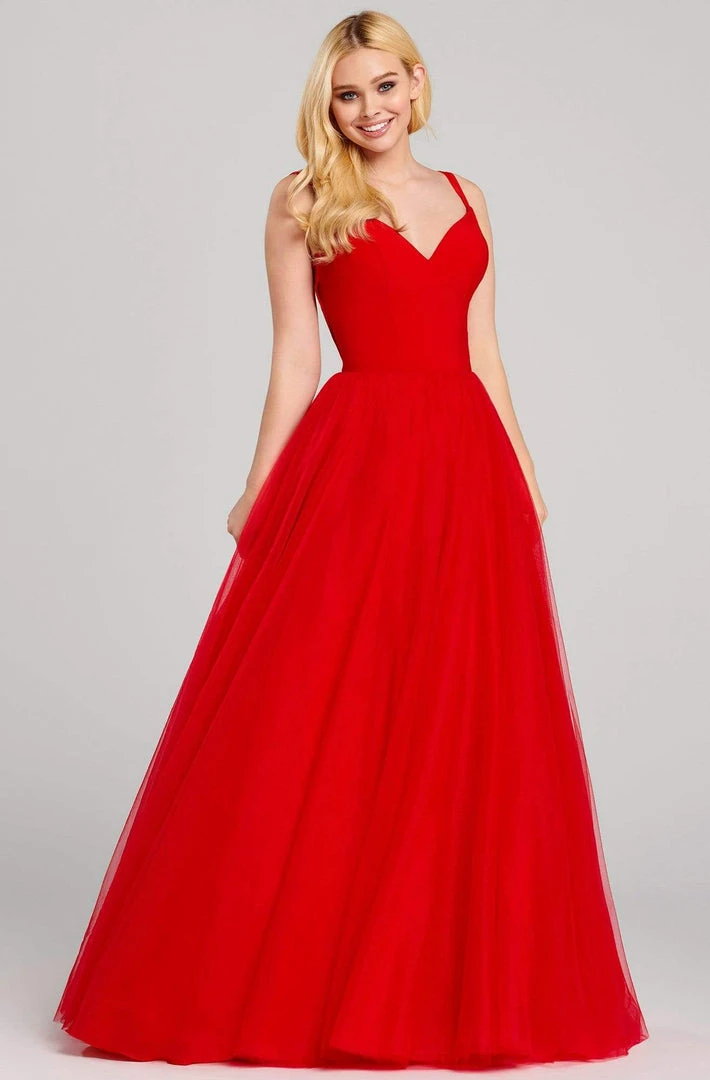 Formal Gowns Ellie Wilde - EW120072 Crepe Plunging V-neck Tulle Ballgown 6 Formal Gowns Ellie Wilde - EW120072 Crepe Plunging V-neck Tulle Ballgown