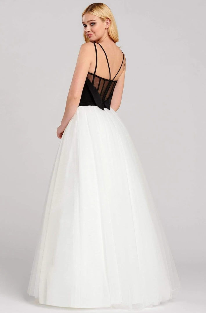 Formal Gowns Ellie Wilde - EW120072 Crepe Plunging V-neck Tulle Ballgown 4 Formal Gowns Ellie Wilde - EW120072 Crepe Plunging V-neck Tulle Ballgown