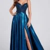 Ellie Wilde - EW120107LS V-Neck Shimmering Chiffon Ball Gown