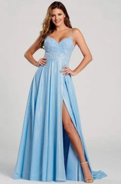 Ellie Wilde - EW120107LS V-Neck Shimmering Chiffon Ball Gown