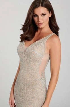 Ellie Wilde - EW120123 Embroidered Deep V-neck Mermaid Dress Formal Gowns 8 Ellie Wilde - EW120123 Embroidered Deep V-neck Mermaid Dress Formal Gowns