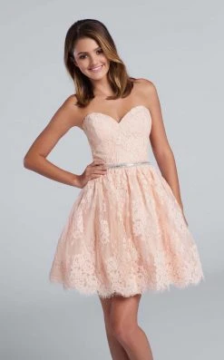Ellie Wilde - Lace Sweetheart A-Line Dress In Peach EW117119 - 1 Pc Peach In Size 0 Available
