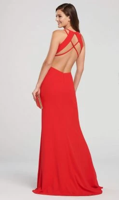 Formal Gowns Ellie Wilde - Sexy Cutout Back Sleeveless V Neck Long Dress EW119159 - 1 Pc Red In Size 6 And 1 Pc Yellow In Size 4 Available