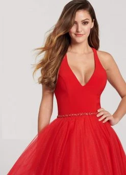 Ellie Wilde - V-Neck Racerback Glitter Tulle Ballgown EW119090 - 1 Pc Hot Pink In Size 2 Available Formal Gowns 9 Ellie Wilde - V-Neck Racerback Glitter Tulle Ballgown EW119090 - 1 Pc Hot Pink In Size 2 Available Formal Gowns