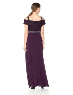 Emma Street - 1111199 Off Shoulder Embellished Lace And Chiffon Dress Formal Gowns