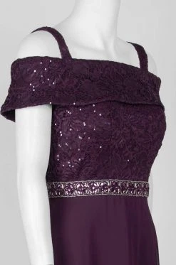 Emma Street - 1111199 Off Shoulder Embellished Lace And Chiffon Dress Formal Gowns