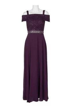 Emma Street - 1111199 Off Shoulder Embellished Lace And Chiffon Dress Formal Gowns