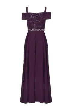 Emma Street - 1111199 Off Shoulder Embellished Lace And Chiffon Dress Formal Gowns