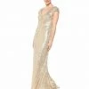 Emma Street - 1111279 Cap Sleeve Sequined Scoop Neck Sheath Gown Formal Gowns