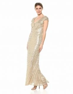 Emma Street - 1111279 Cap Sleeve Sequined Scoop Neck Sheath Gown Formal Gowns