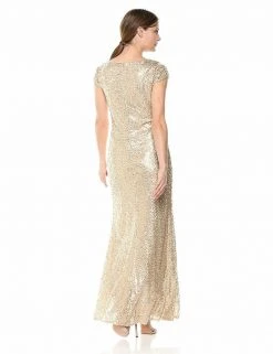 Emma Street - 1111279 Cap Sleeve Sequined Scoop Neck Sheath Gown Formal Gowns