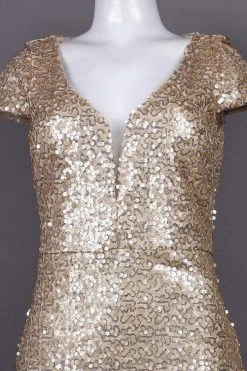 Emma Street - 1111279 Cap Sleeve Sequined Scoop Neck Sheath Gown Formal Gowns