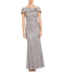 Formal Gowns Emma Street - Floral Laced Asymmetric Neck Sheath Dress ES711