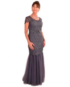 Emma Street - Laced Scoop Neck Tulle Mermaid Gown ES801 Formal Gowns
