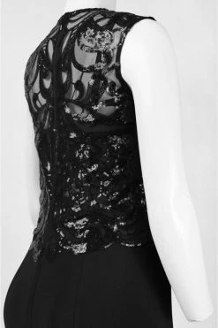 Emma Street - Sequined Illusion Jewel Neck Jersey Dress ES590 Formal Gowns