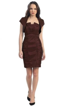 Eureka Fashion - 1818 Taffeta Sheath Cocktail Dress With Bolero Cocktail Dresses