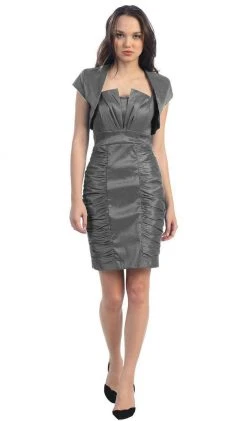 Eureka Fashion - 1818 Taffeta Sheath Cocktail Dress With Bolero Cocktail Dresses