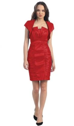 Eureka Fashion - 1818 Taffeta Sheath Cocktail Dress With Bolero Cocktail Dresses
