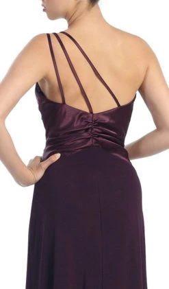 Formal Gowns Eureka Fashion - 1888 Brooch-Accented Asymmetrical Paneled Gown