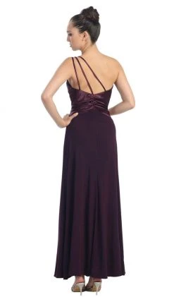 Formal Gowns Eureka Fashion - 1888 Brooch-Accented Asymmetrical Paneled Gown