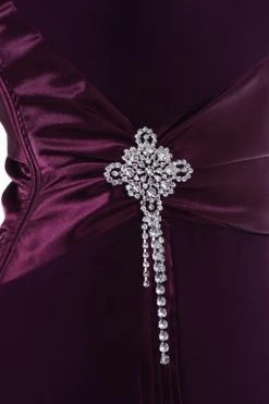 Formal Gowns Eureka Fashion - 1888 Brooch-Accented Asymmetrical Paneled Gown