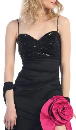 Formal Gowns Eureka Fashion - 1905 Sequin-Ornate Rosette Accented High Low Dress