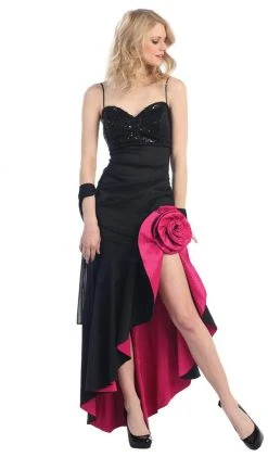 Formal Gowns Eureka Fashion - 1905 Sequin-Ornate Rosette Accented High Low Dress